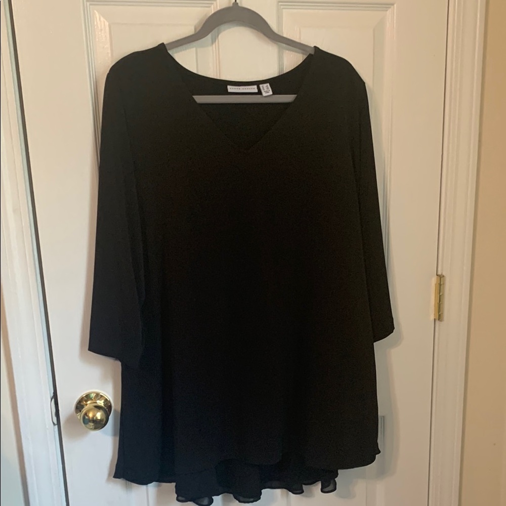 Susan Graver US 1x Black 3/4 Sleeve Oversized Tunic